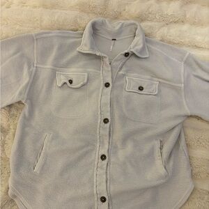 Free People Off White/ Lighter Grey Teddy Jacket